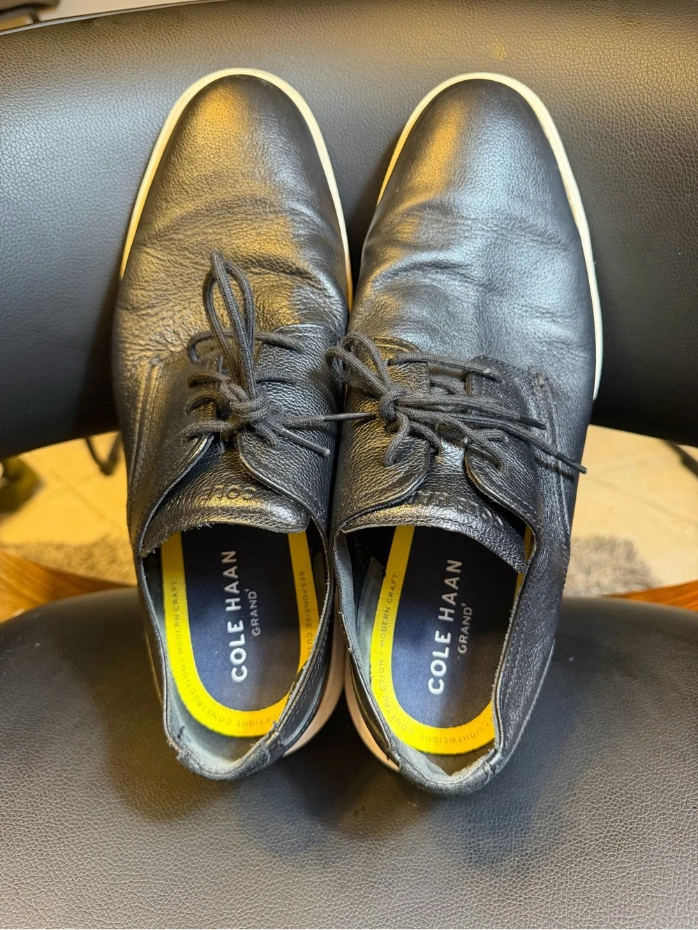 Cole Haan Grand+ Plus Plain Toe Oxford Black Leather Shoes C36934 Men’s Sz 12M